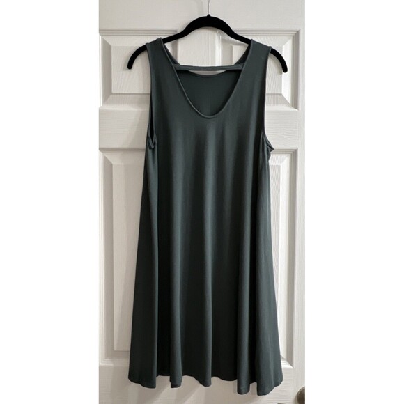 LOFT  Dress Sz M Sleeveless Stretch Swing Shift Green A-Line - Picture 2 of 4